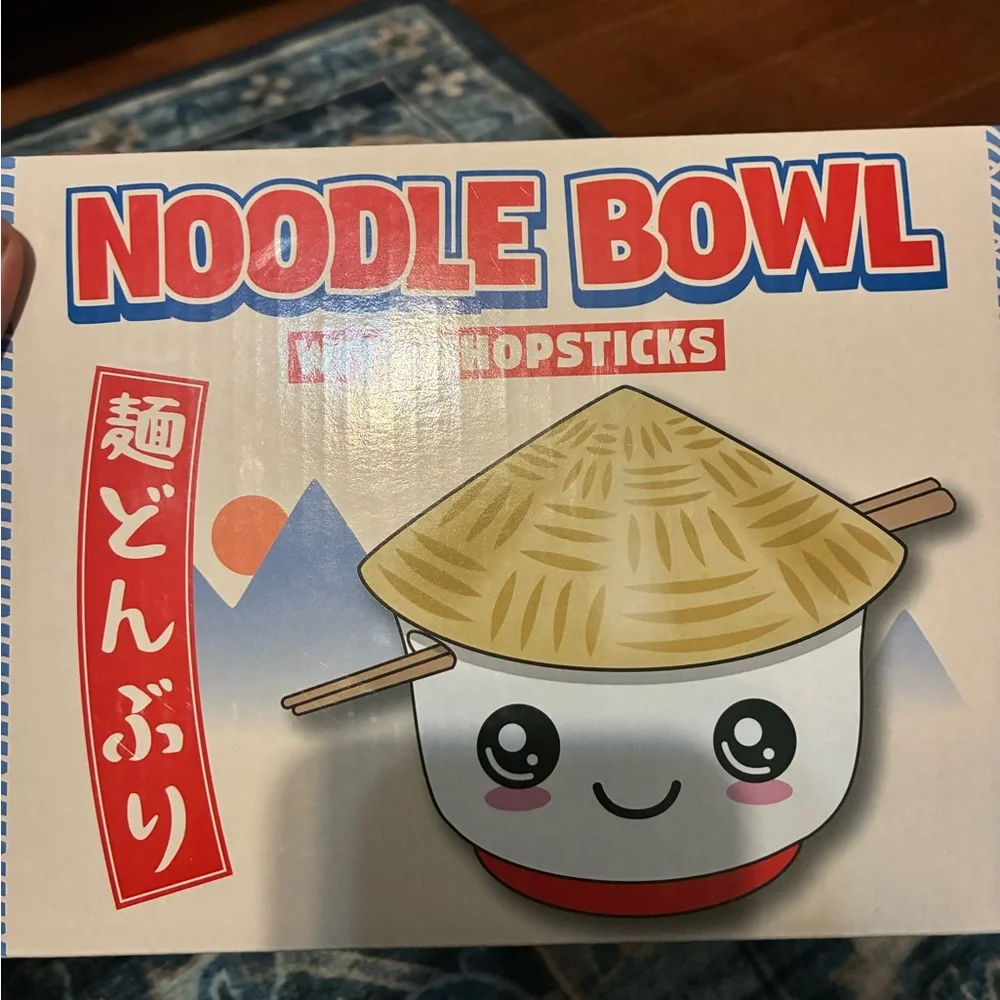 NIB Spencer's Noodle Bowl with Chopsticks - Red and White - Picture 2 of 4